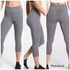 EUC Athleta Ultimate Stash Heathered Gray Capri Side & Hidden Waist Pockets